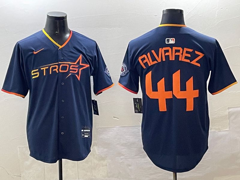 Men Houston Astros #44 Alvarez Drak Blue Three generations Joint Name 2025 Nike MLB Jersey style 1